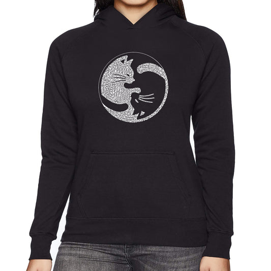 Yin Yang Cat  - Women's Word Art Hooded Sweatshirt