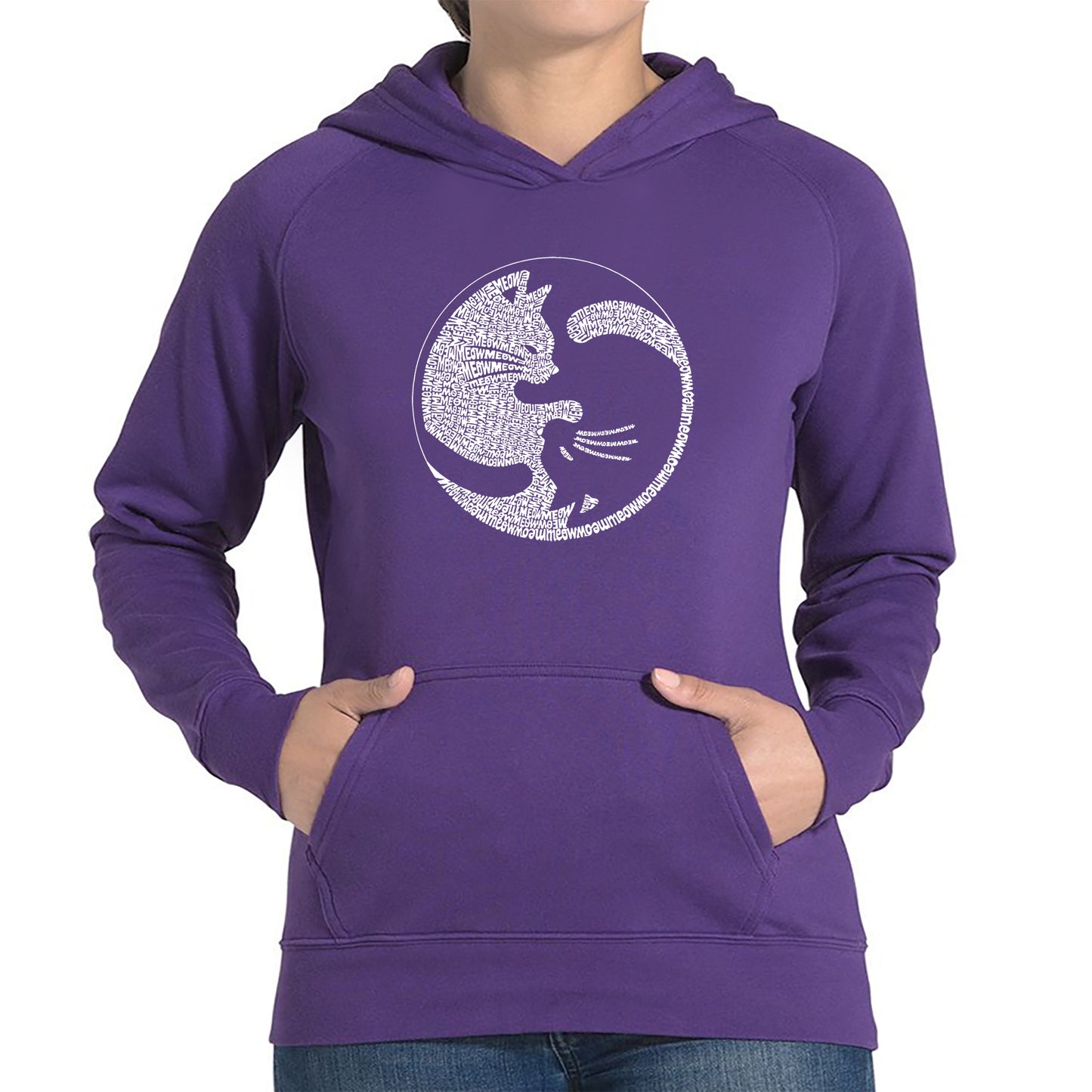 Yin Yang Cat  - Women's Word Art Hooded Sweatshirt