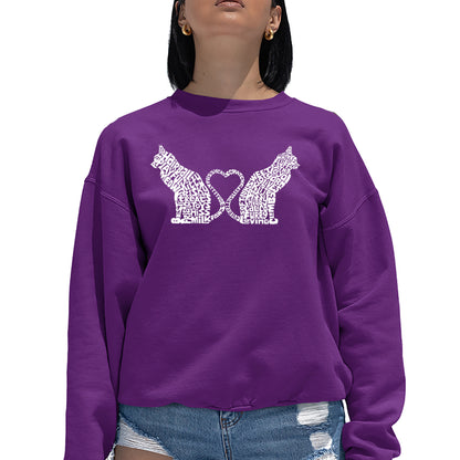 Cat Tail Hearts - Women's Word Art Crewneck Sweatshirt