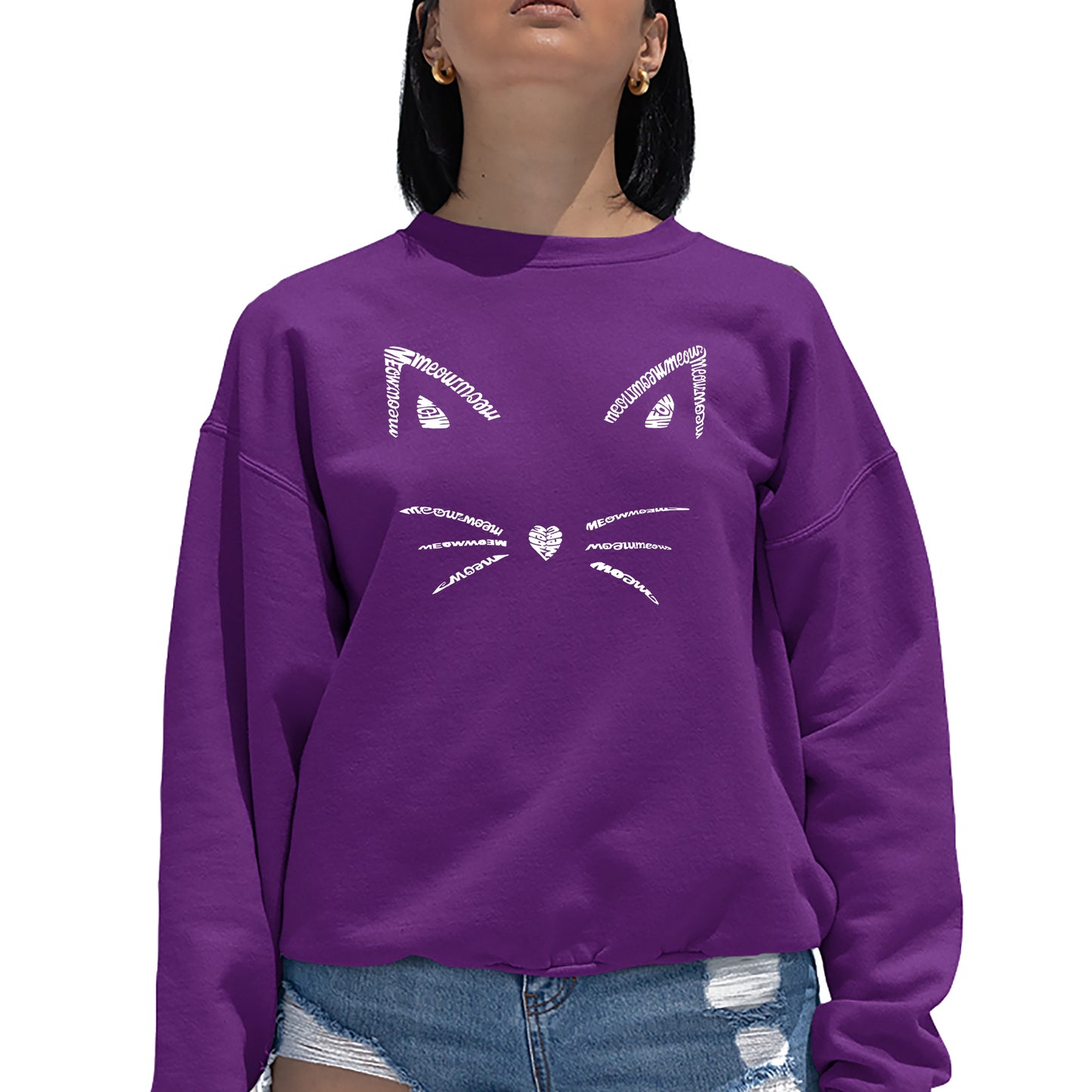 Whiskers  - Women's Word Art Crewneck Sweatshirt