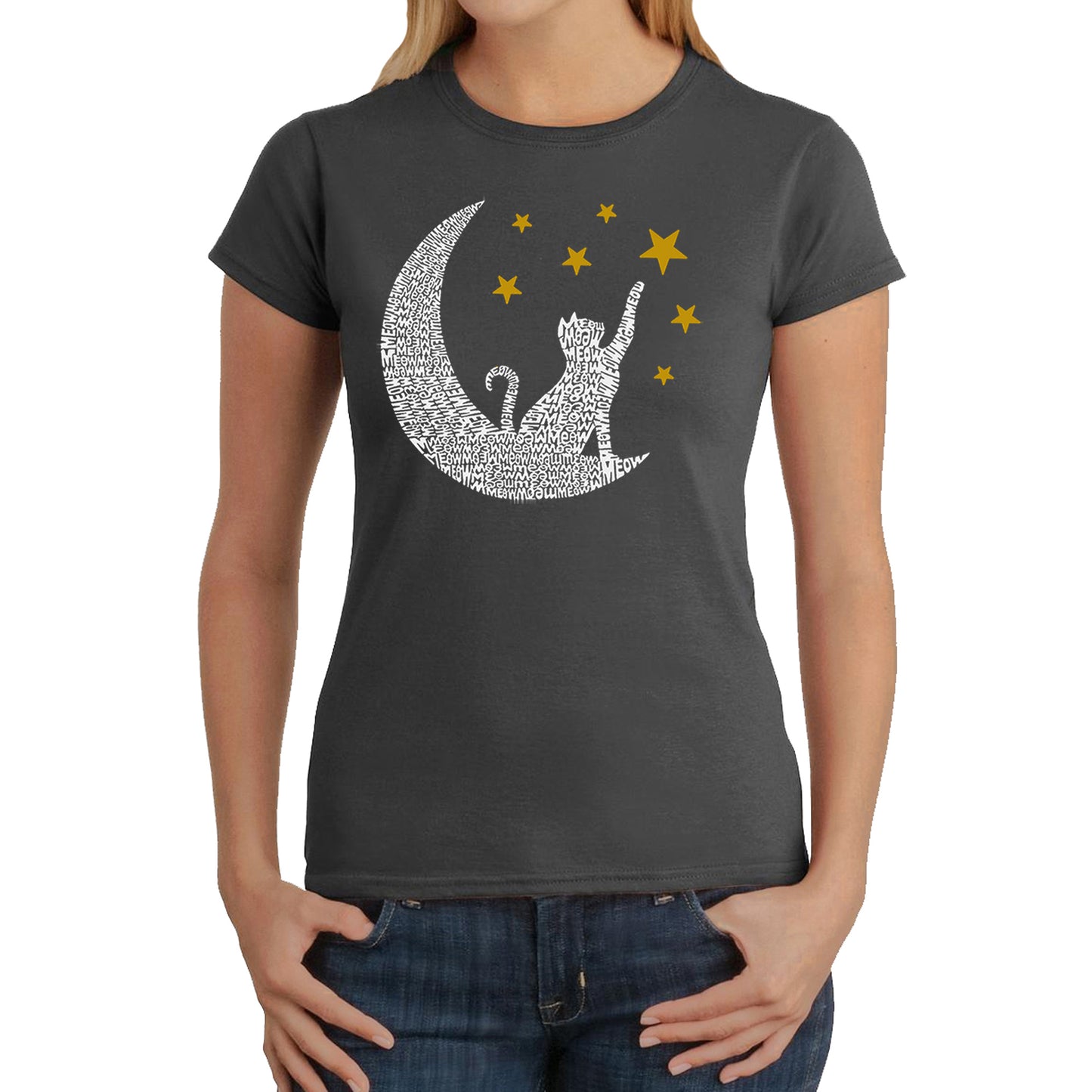 Cat Moon - Women's Word Art T-Shirt