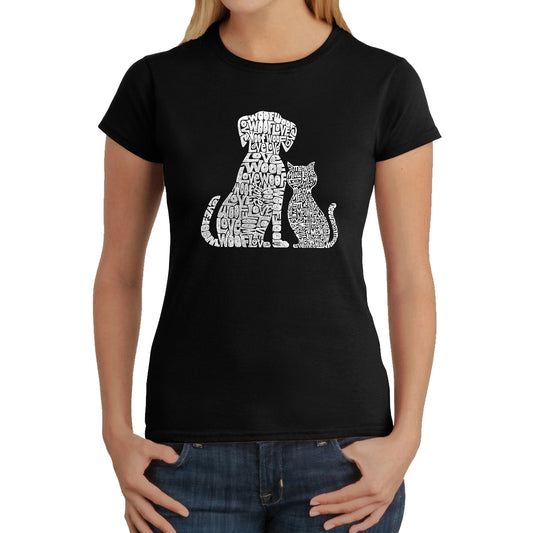 Dogs and Cats  - Women's Word Art T-Shirt