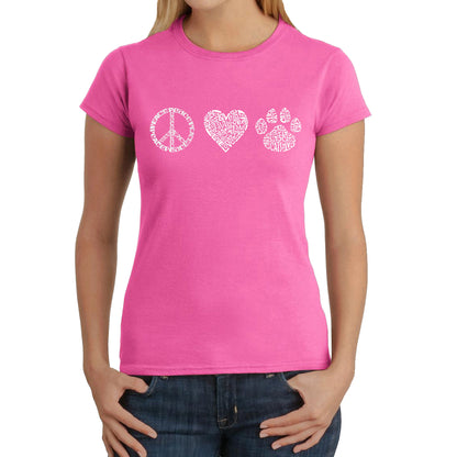 Peace Love Cats  - Women's Word Art T-Shirt