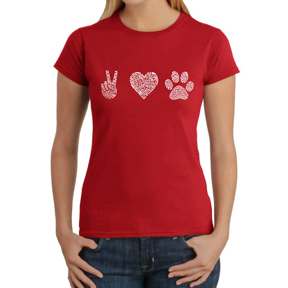 Peace Love Dogs  - Women's Word Art T-Shirt