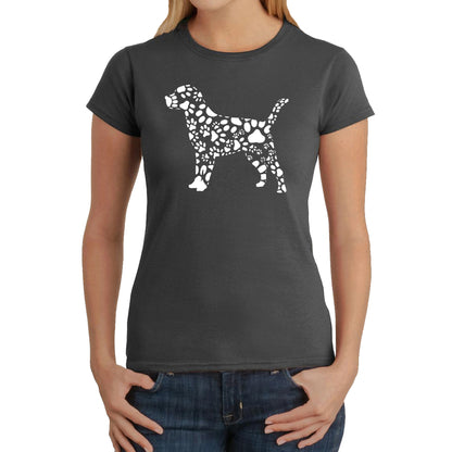 Dog Paw Prints  - Women's Word Art T-Shirt