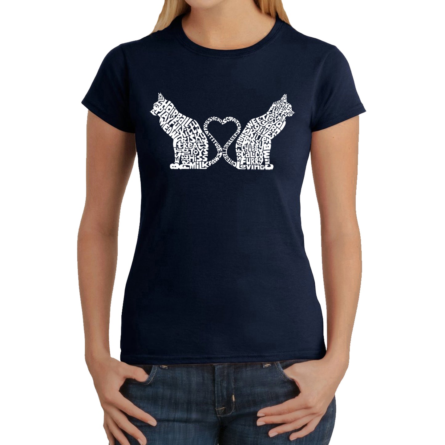 Cat Tail Hearts - Women's Word Art T-Shirt