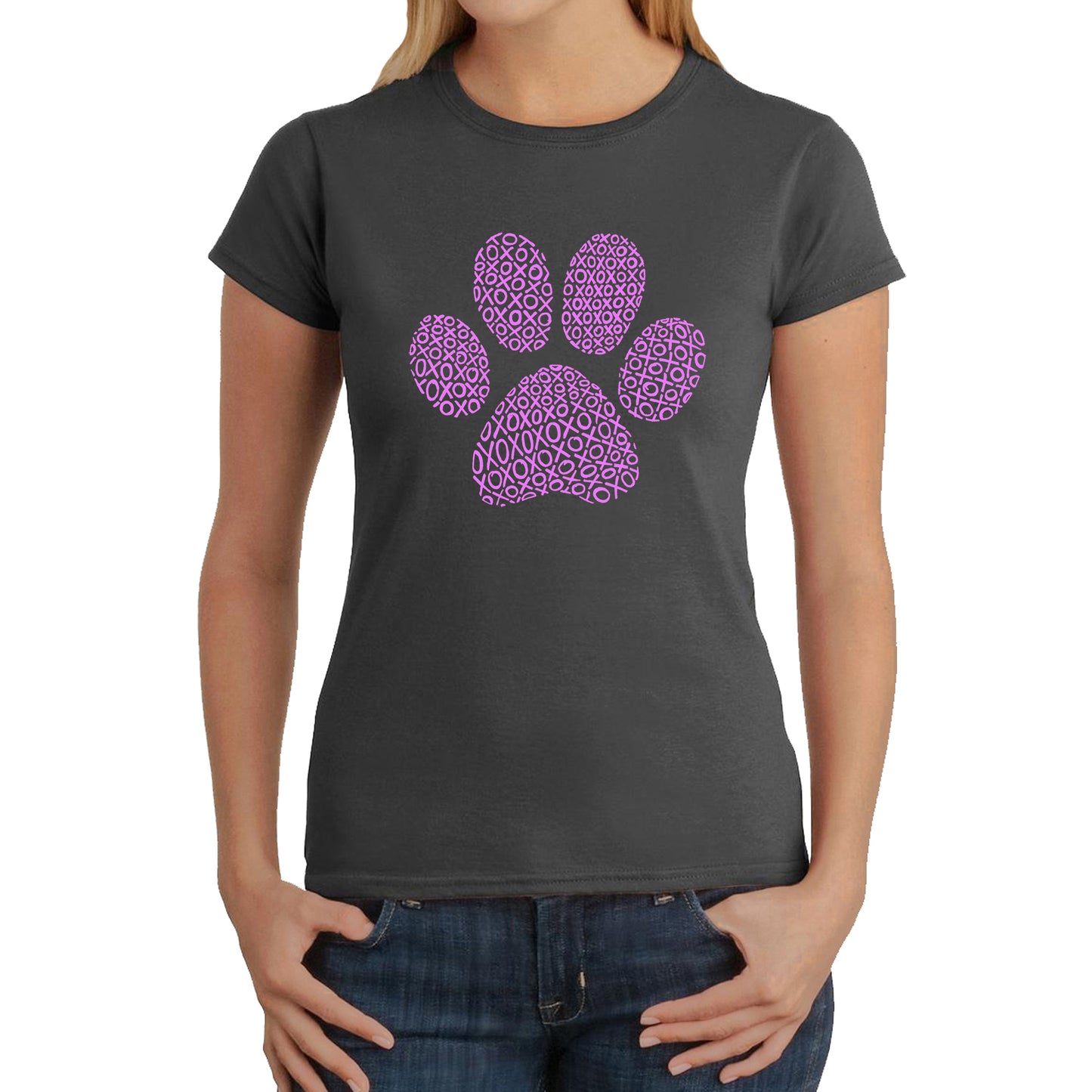 XOXO Dog Paw  - Women's Word Art T-Shirt