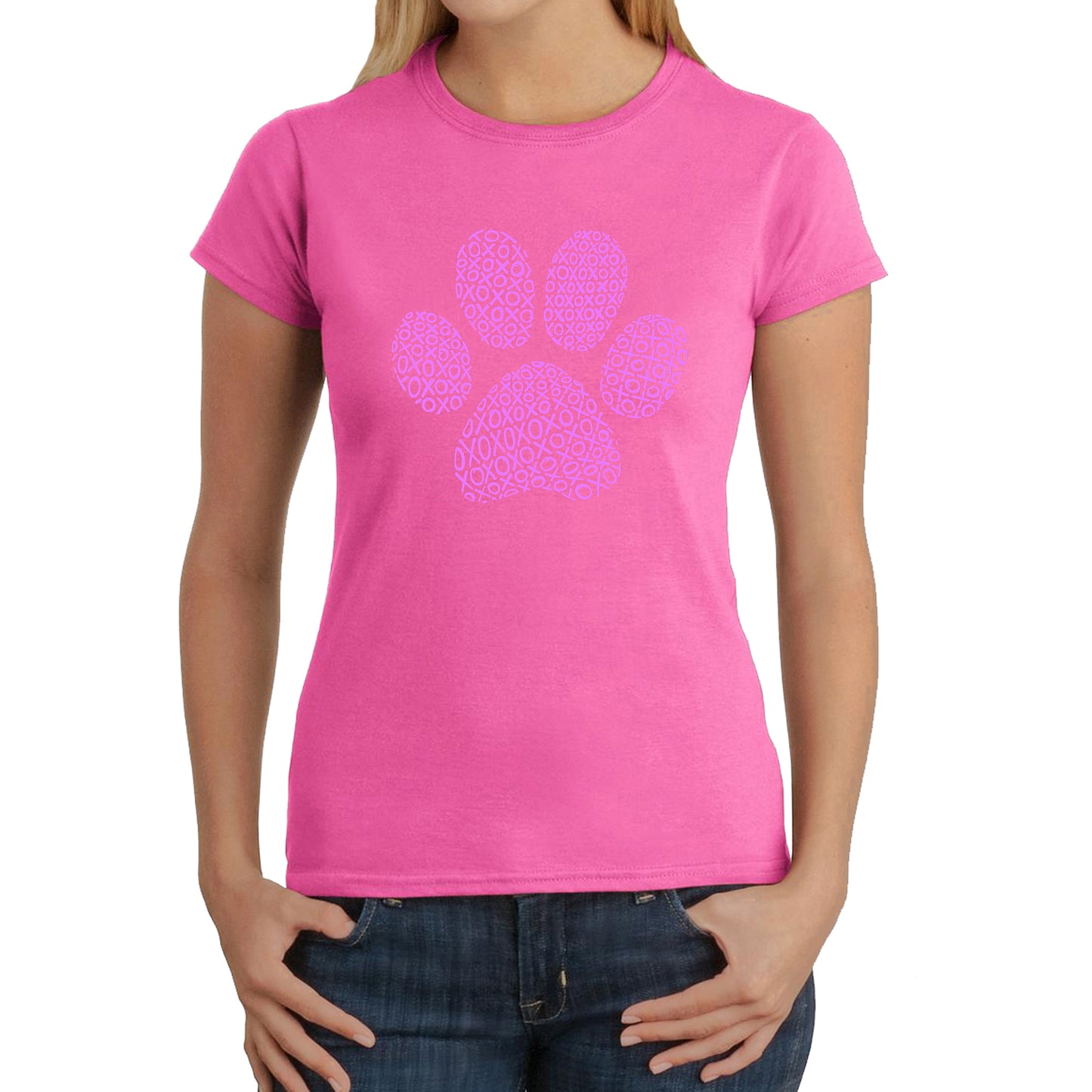 XOXO Dog Paw  - Women's Word Art T-Shirt