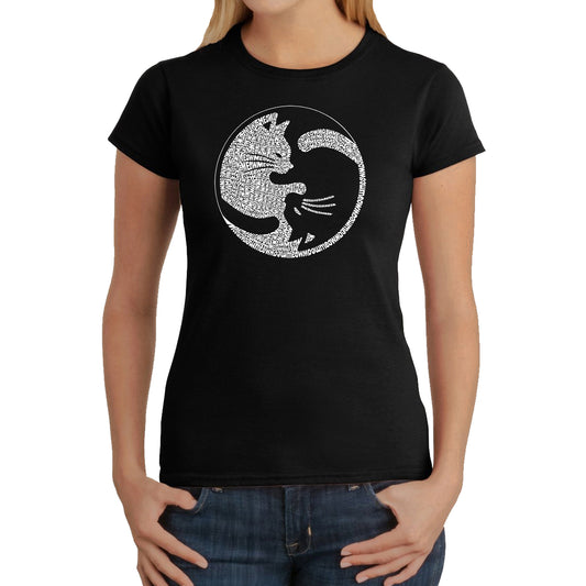 Yin Yang Cat  - Women's Word Art T-Shirt