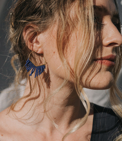 Kalapriya Earrings - Navy Chevron