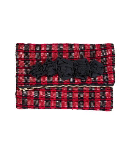 Matr Boomie - Recycled Metallic Plaid Clutch