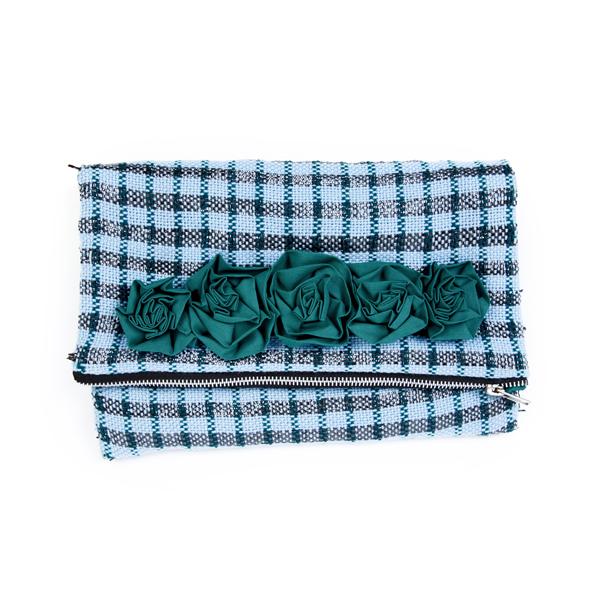 Matr Boomie - Recycled Metallic Plaid Clutch