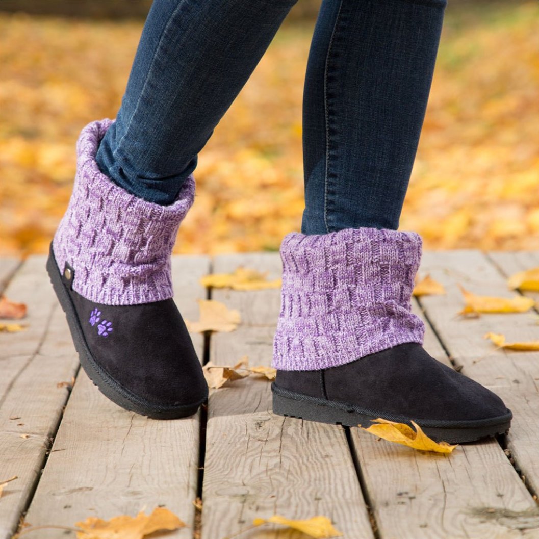 Paw Print Cozy Knitted Ankle Boots