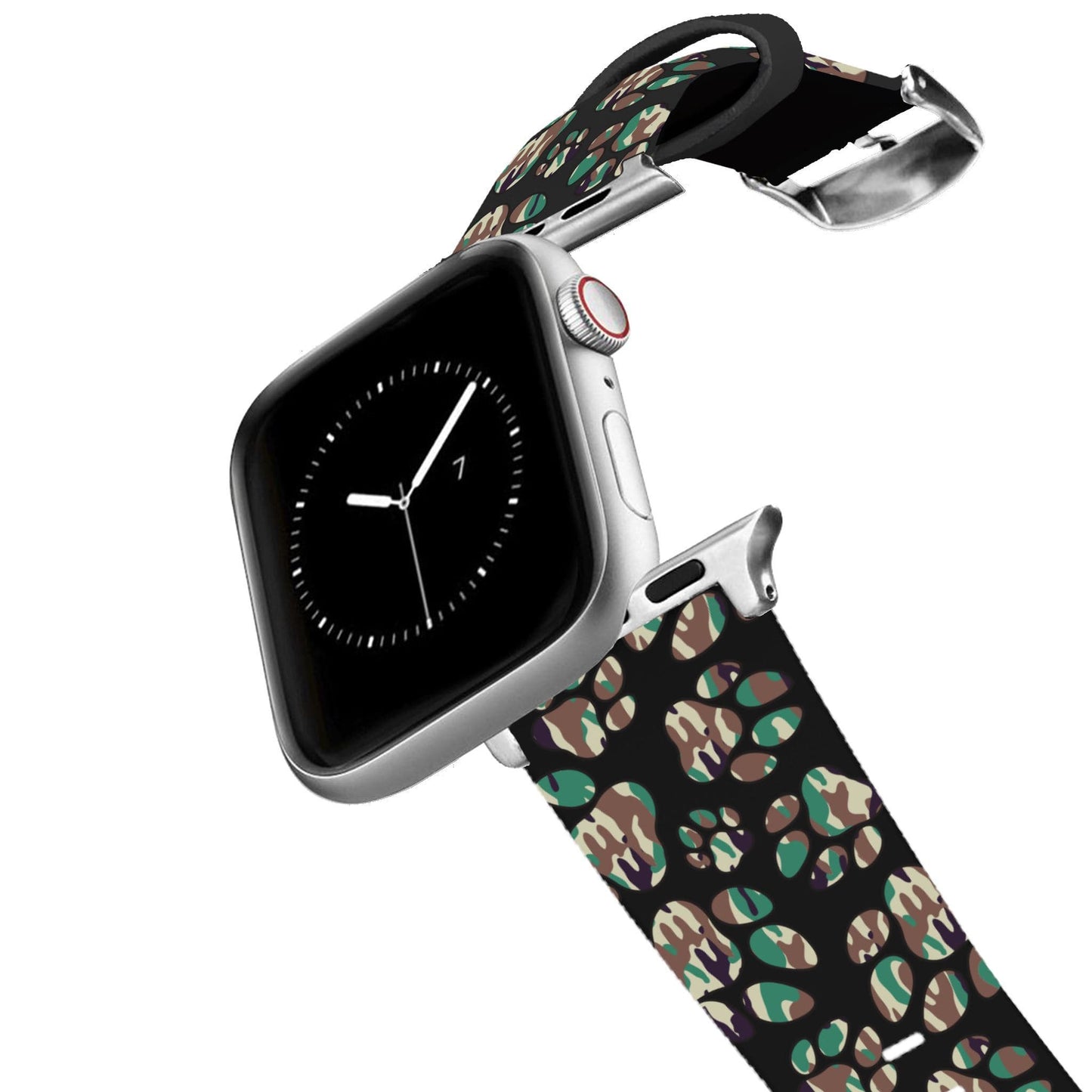 Silver Paw Prints Camo Apple Watch Band