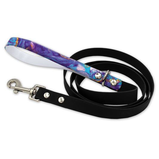 Marble Purple Waterproof Leash With Silver Snap Hook