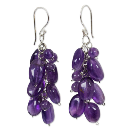 Violet Clouds Amethyst Cluster Earrings