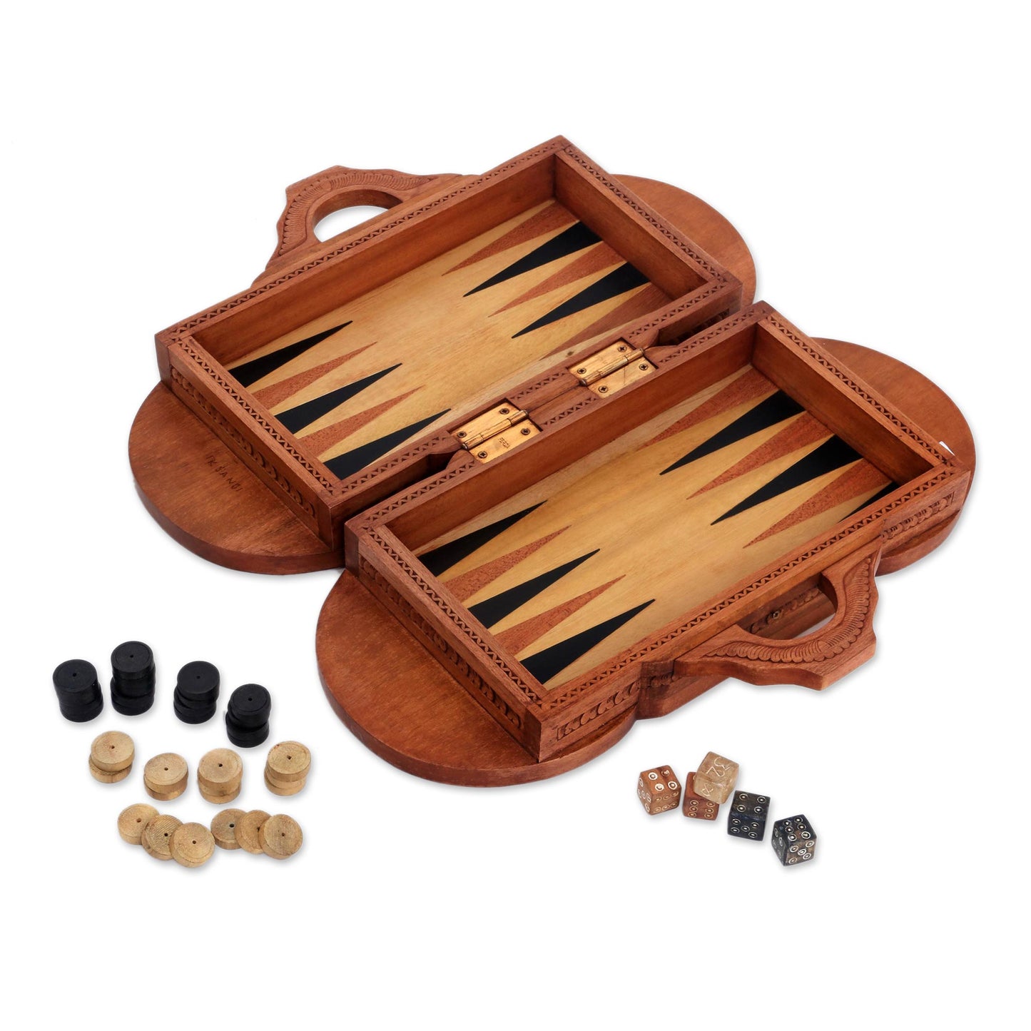 Lion Meets Bull Wood backgammon set