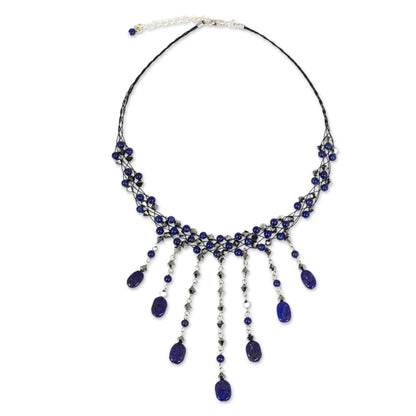 Rain Shower Lapis Lazuli Stainless Steel Choker Necklace