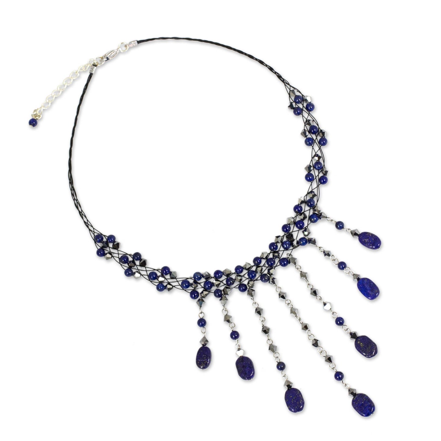 Rain Shower Lapis Lazuli Stainless Steel Choker Necklace