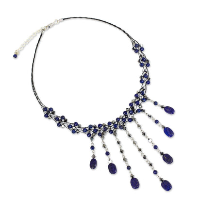 Rain Shower Lapis Lazuli Stainless Steel Choker Necklace