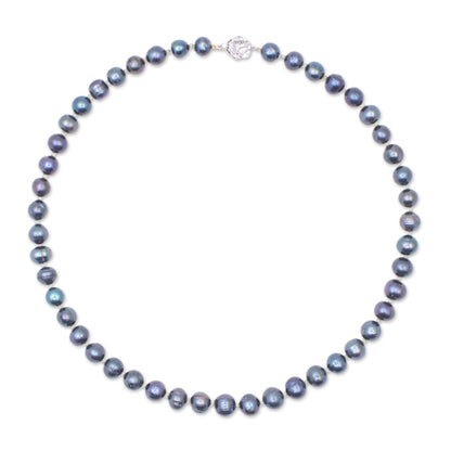 Violet Sea Breath Pearl and Peridot Necklace