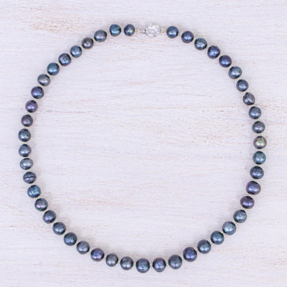 Violet Sea Breath Pearl and Peridot Necklace