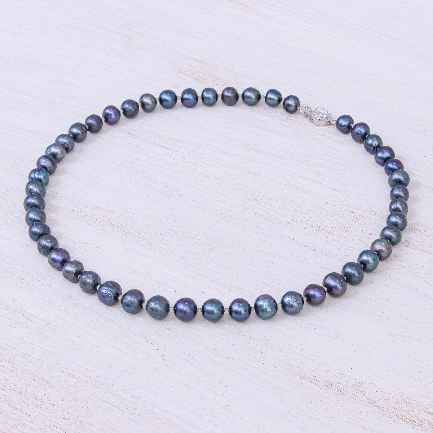 Violet Sea Breath Pearl and Peridot Necklace