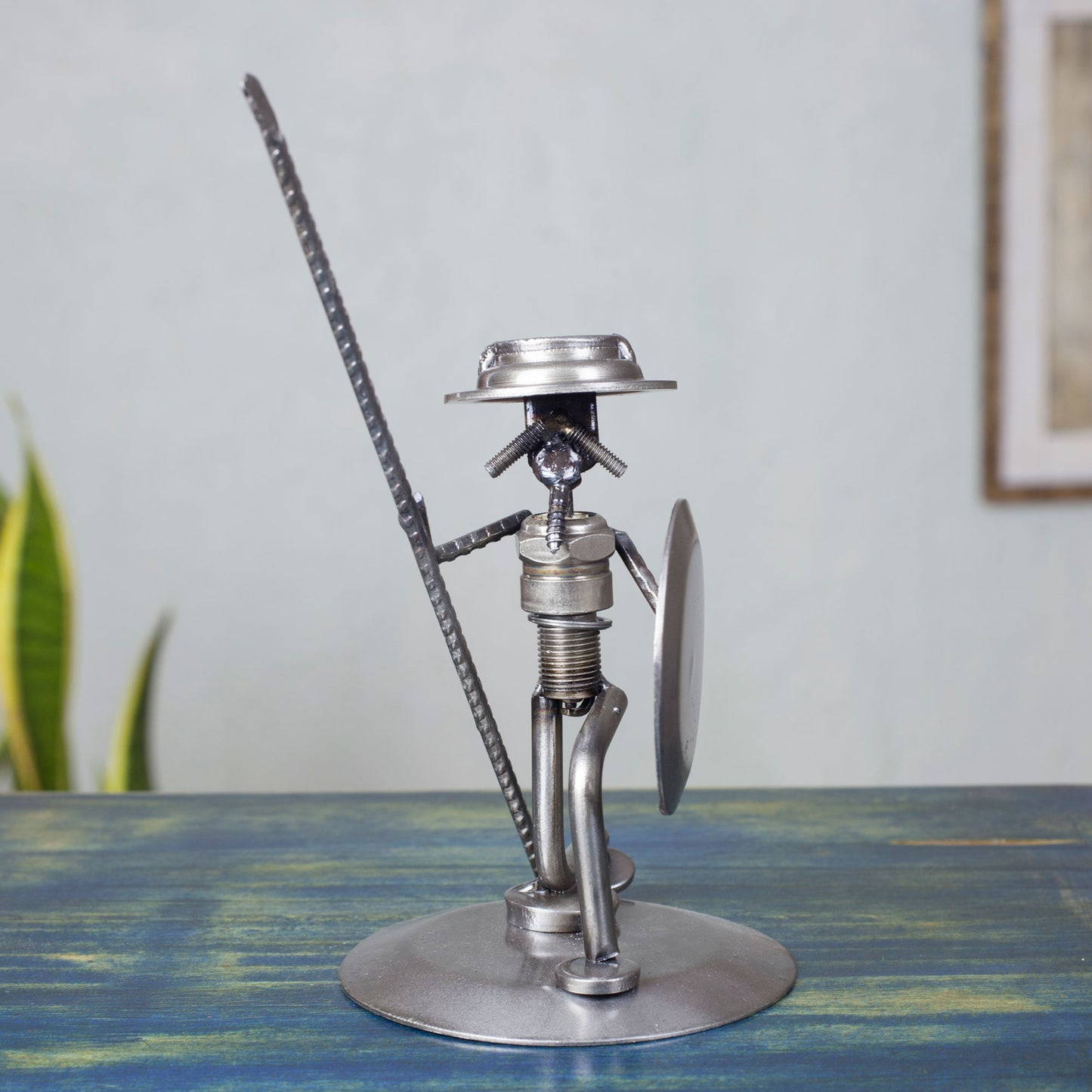 Quixote In Love Recycled Metal Statuette