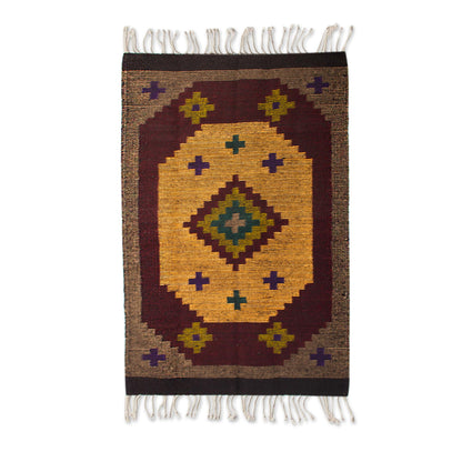 Stargazer Brown Zapotec Wool Area Rug