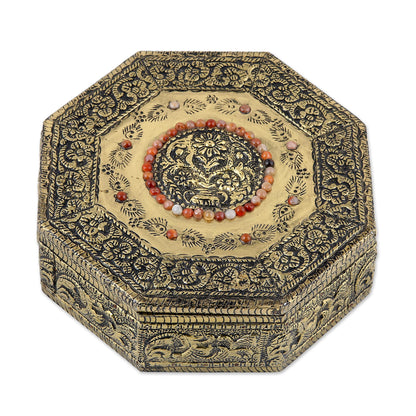Golden Treasures Repousse Brass Jewelry Box