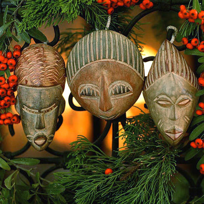 Three Kings African Wood Christmas Ornaments (Set of 3)