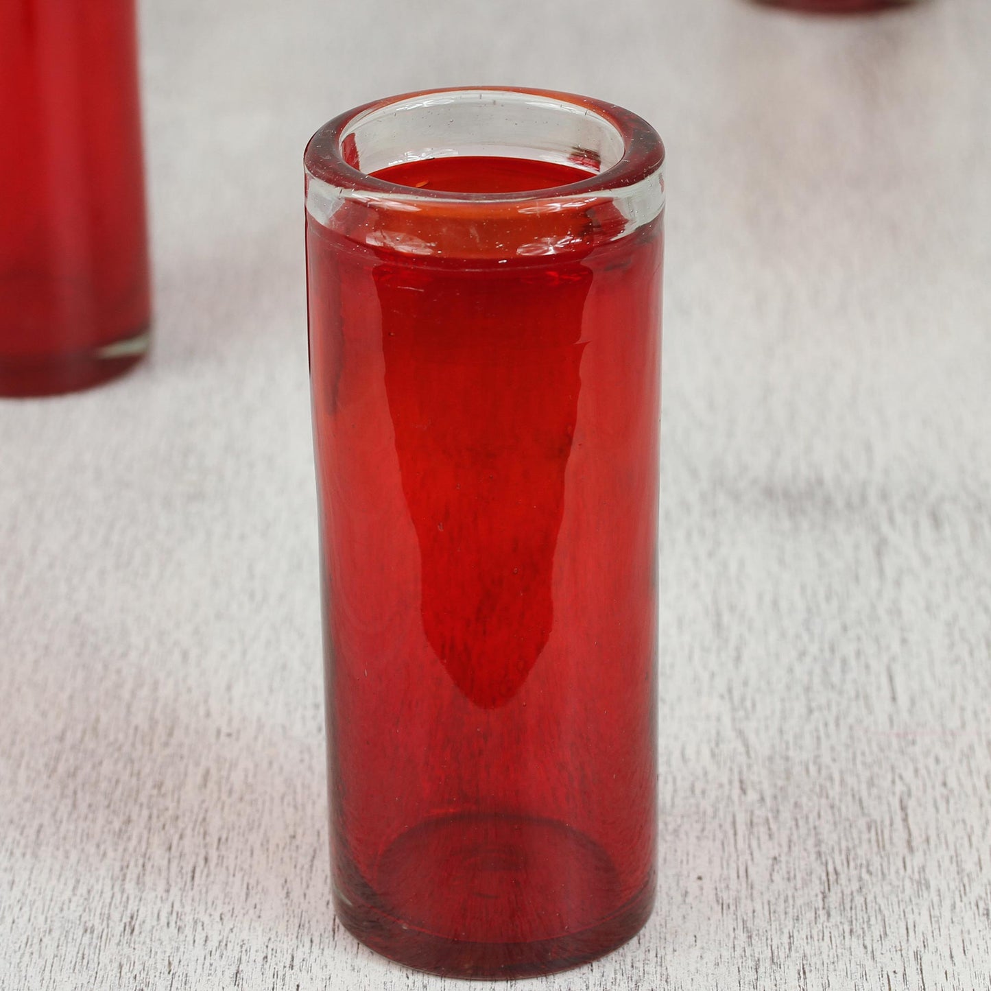 Ruby Red Hand Blown Mexican Tequila Shot Glasses Set of 6