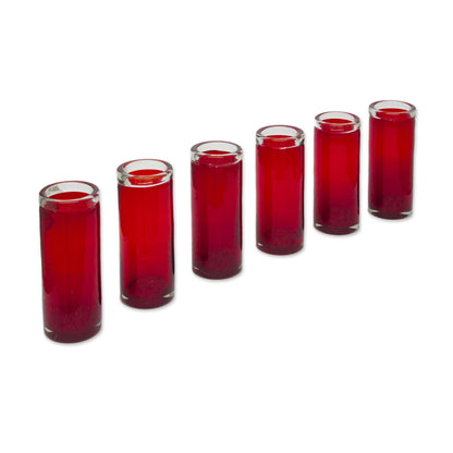 Ruby Red Hand Blown Mexican Tequila Shot Glasses Set of 6