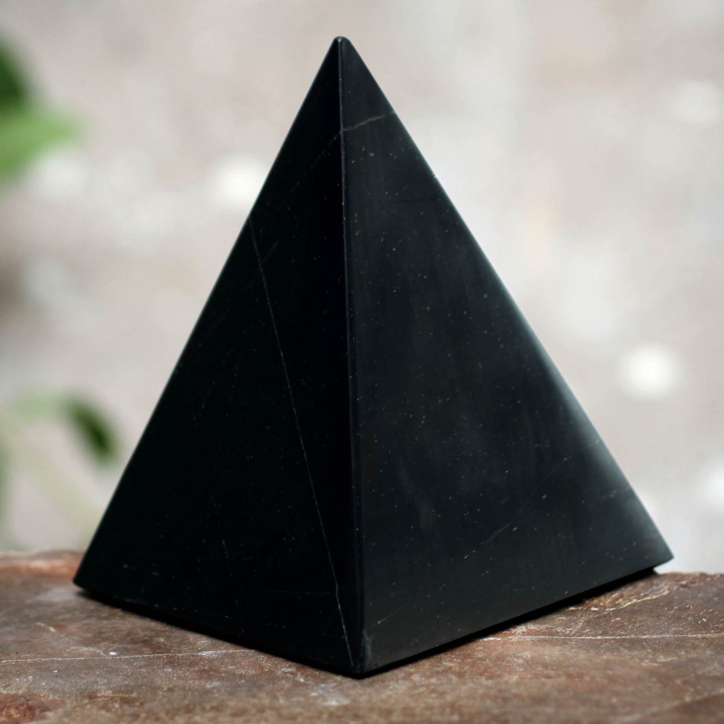 Black Night of Peace Onyx Pyramid Sculpture Handmade in Peru (Large)