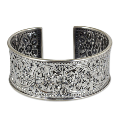 Floral Motif Handmade Cuff Bracelet