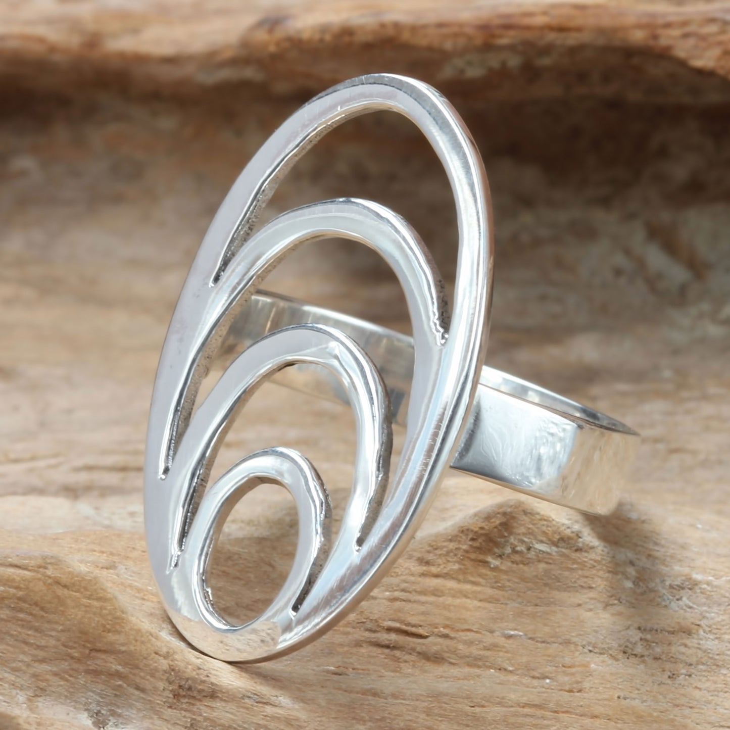 Expansion Modern Balinese Sterling Silver Cocktail Ring