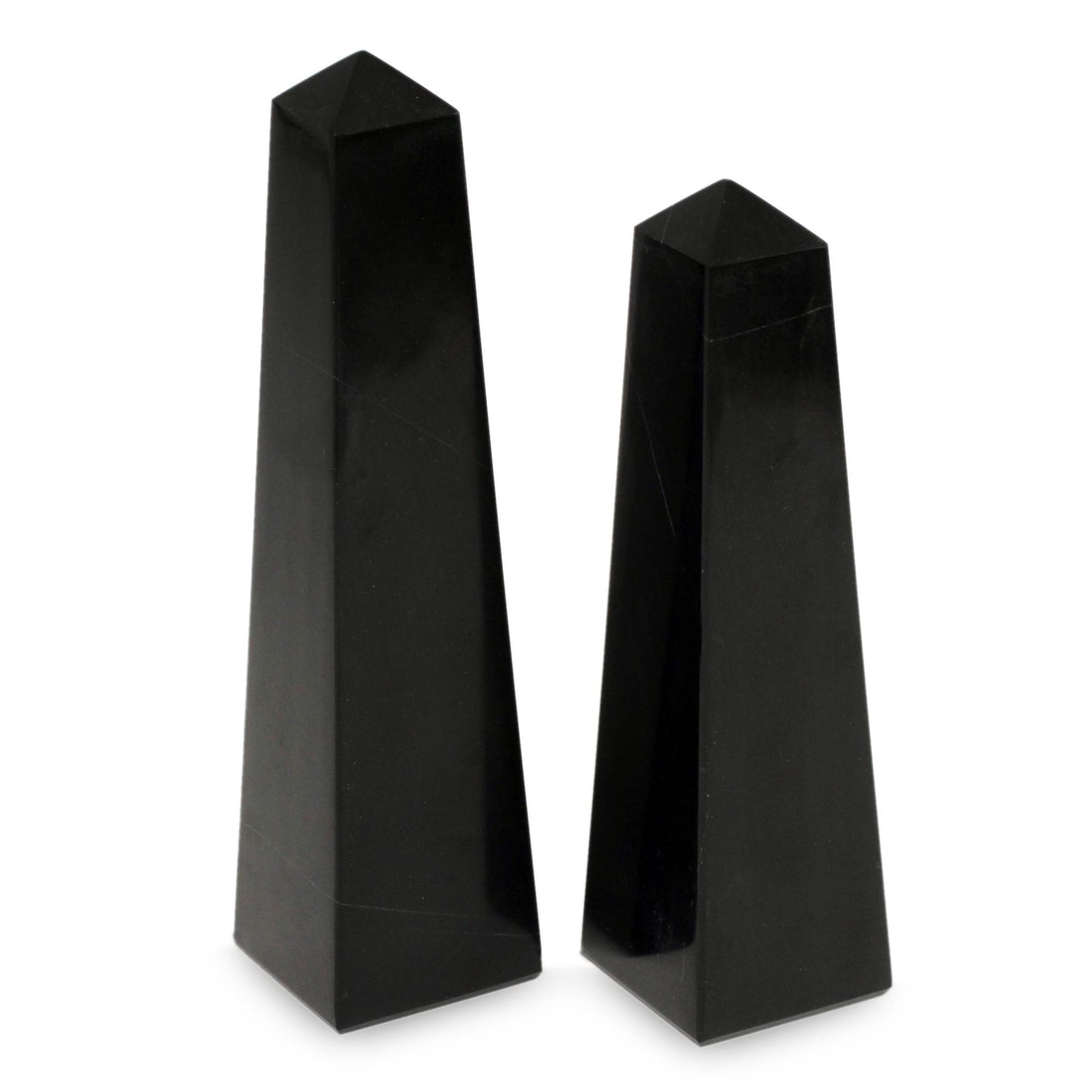 Black Towers Handcrafted Gemstone Sculpture (Pair)