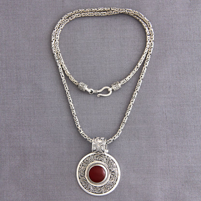 Luxury Sterling Silver and Carnelian Necklace from Indonesia