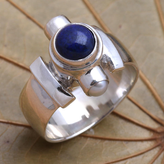 Direction Handcrafted Sterling Silver and Lapis Lazuli Ring