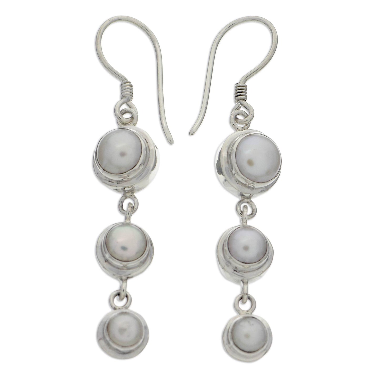 Three Full Moons Pearl Earrings