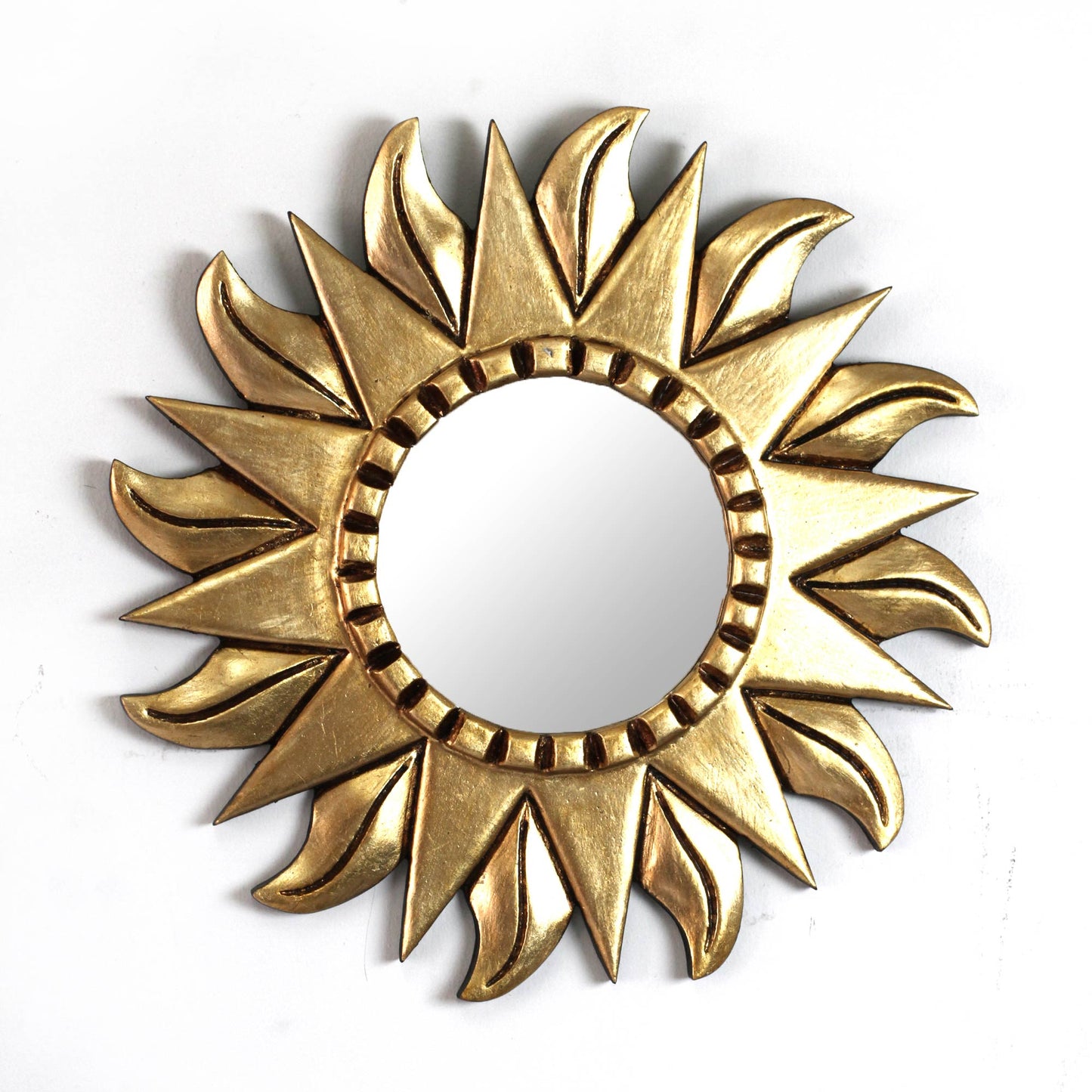 Sunflower Hand Made Gilded Wood Metallic Mirror