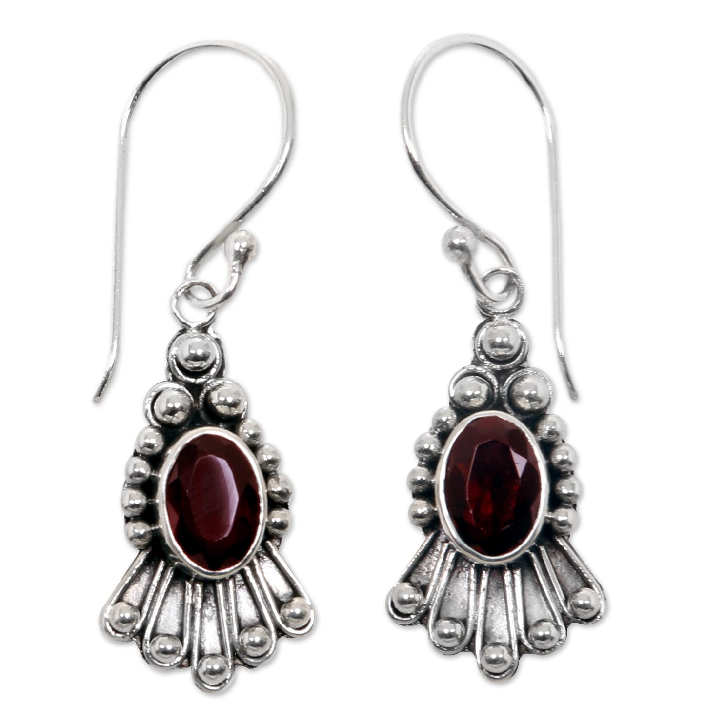 Red Goddess Handmade Sterling Silver Garnet Dangle Earrings