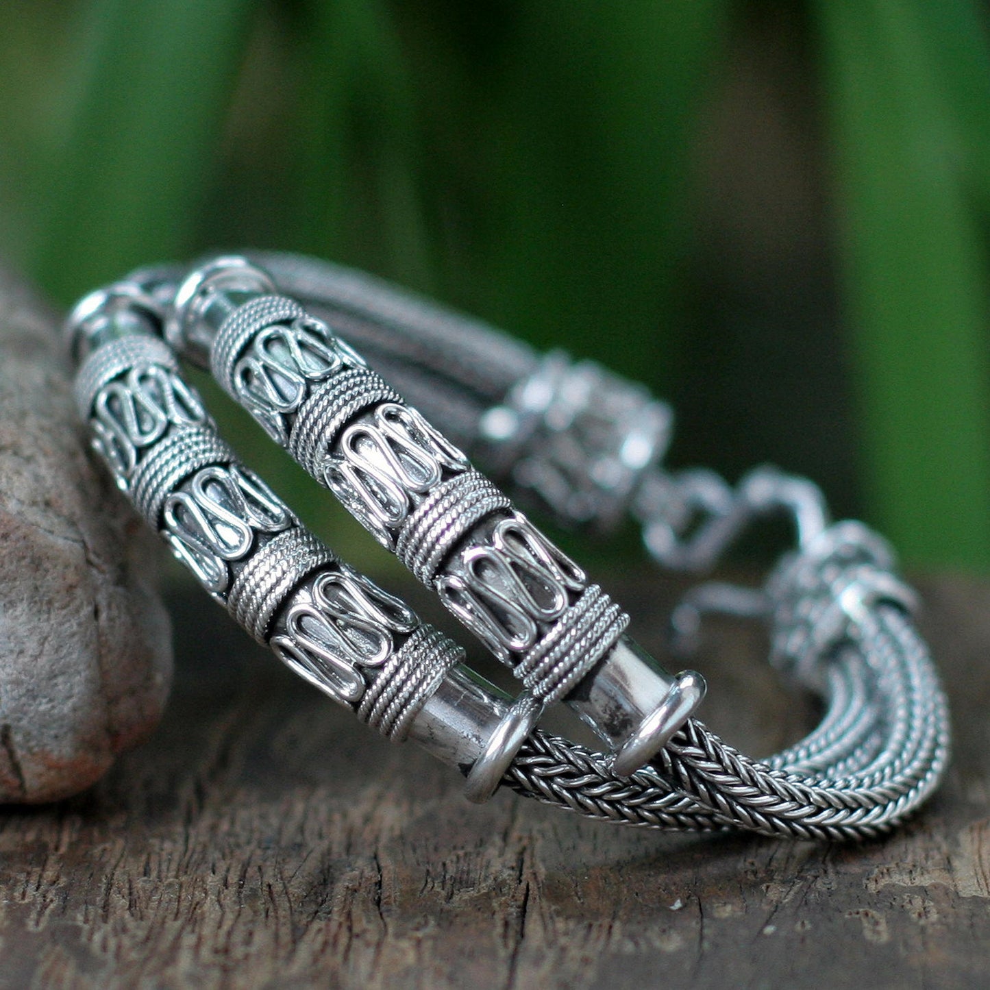 Distinction Silver Braided Bracelet