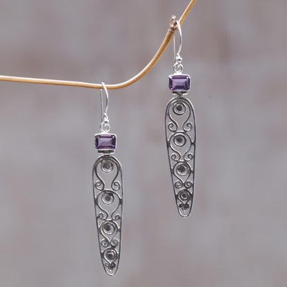 Sword of Wisdom Amethyst dangle earrings