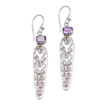 Sword of Wisdom Amethyst dangle earrings