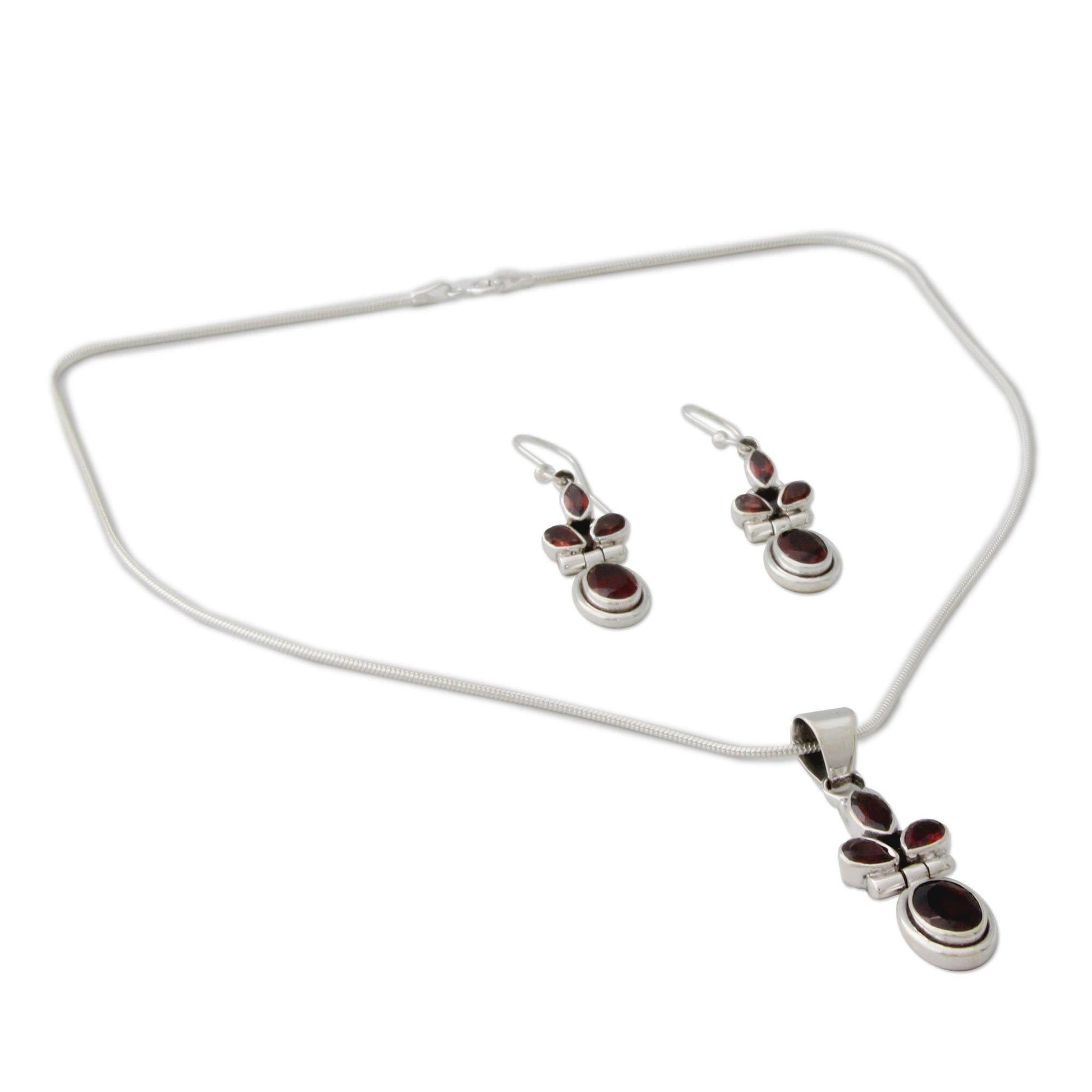 NOVICA - Silver & Garnet 'Eternal Love' Jewelry Set