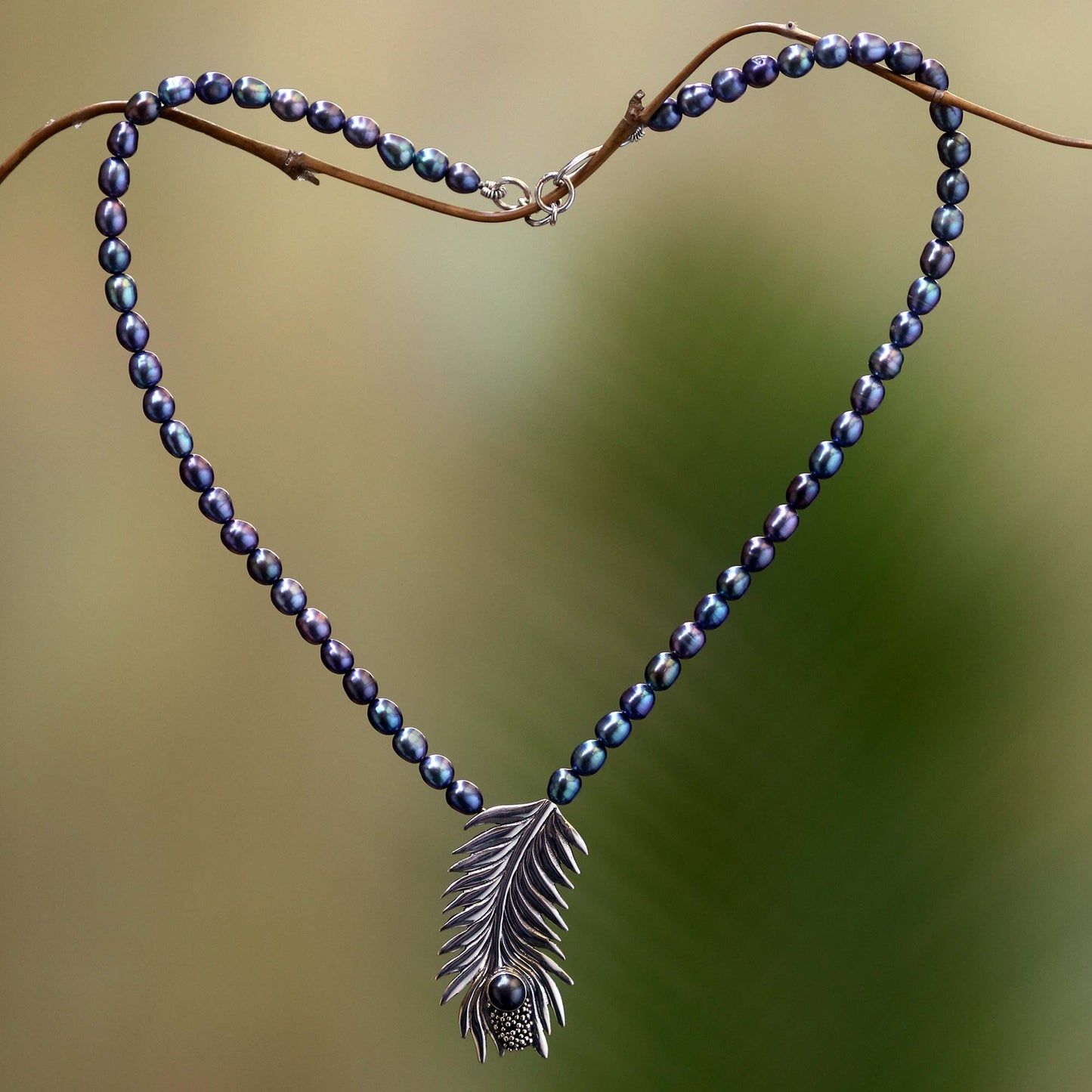 Dewdrops Black Pearl Silver Choker Necklace