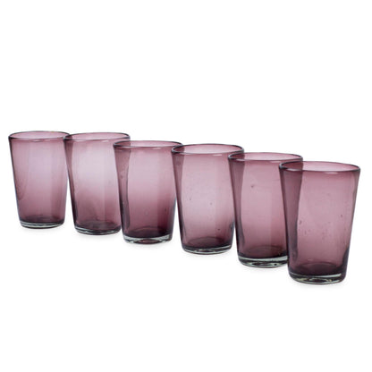 Amethyst Purple Handblown Glass Recycled Tumbler Drinkware (Set of 6)