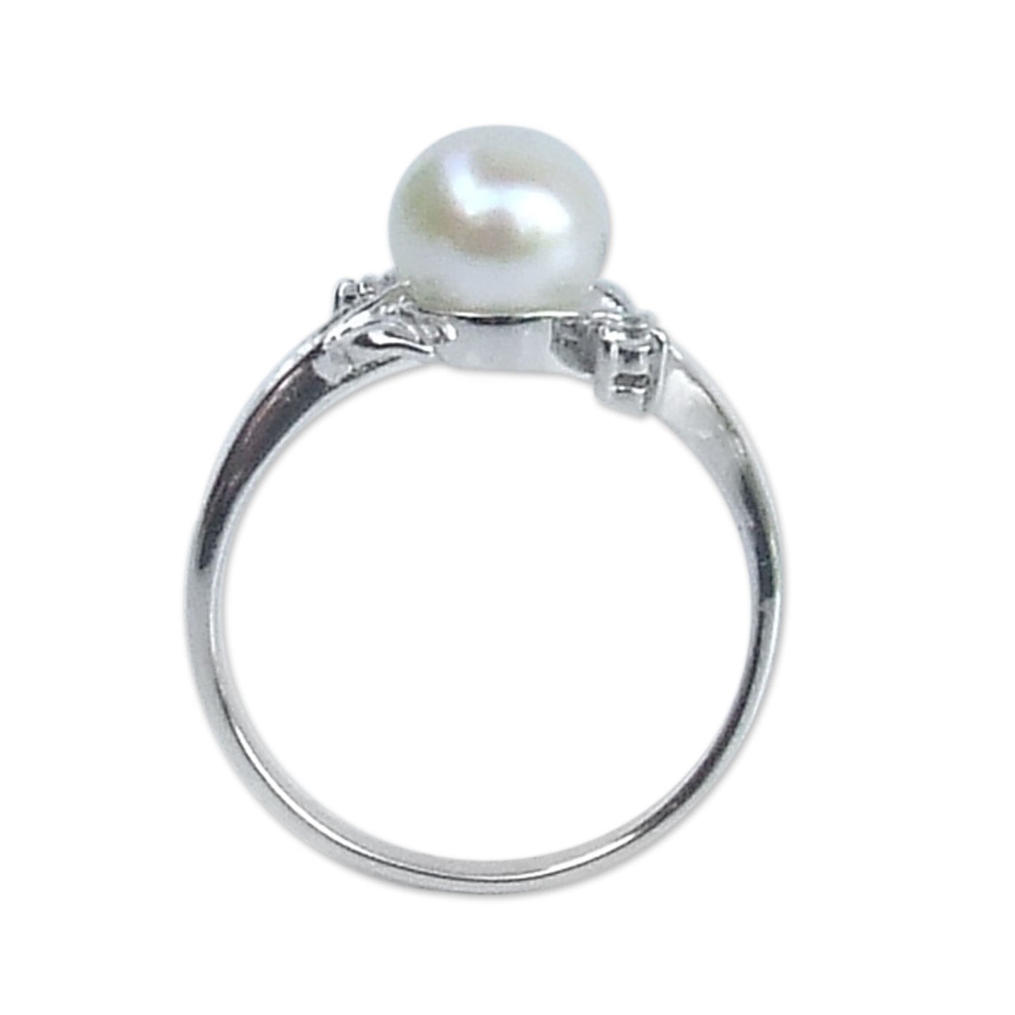 Budding Beauty White Gold Plated Cultured Pearl Ring