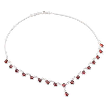 Scarlet Droplets Waterfall Necklace